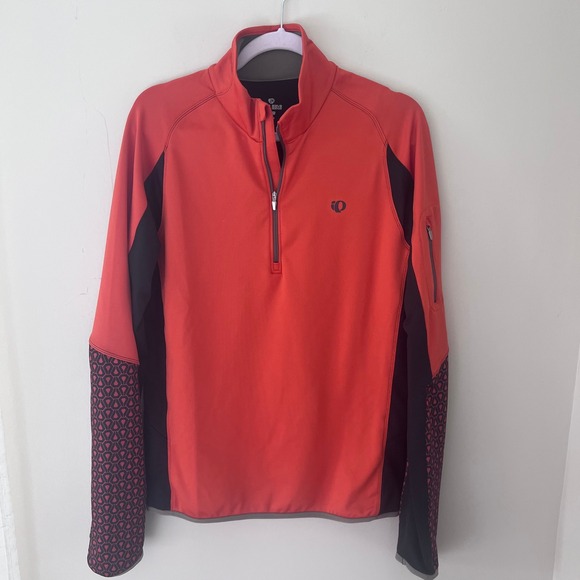 Pearl‎ Izumi Pullover Jacket Running Activewear Half Zip Orange Black Medium - Picture 1 of 6